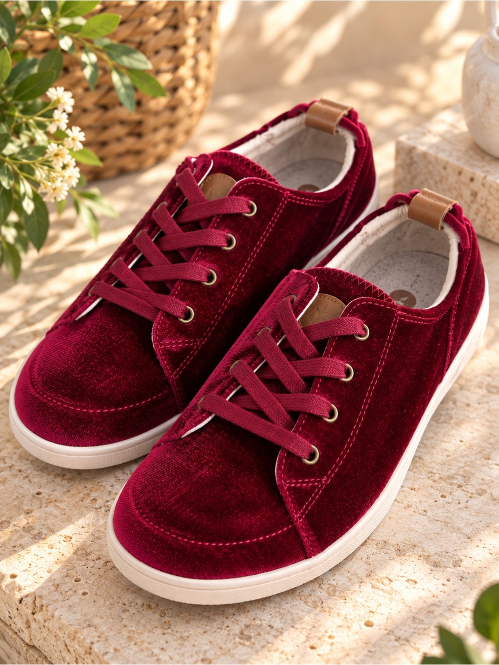 Revitalign Santa Clara Betta Burgundy Velvet Sneakers Women’s Size 9 #101